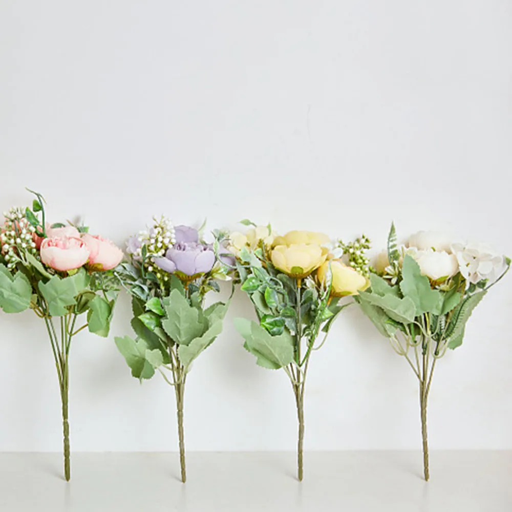 Rosafarbene künstliche Blumensträuße für Hochzeiten, 30 cm große Rosen-Pfingstrosen-Kunstblumen, Hochzeitsdekoration, Junggesellenabschied, Jubiläumsfeier – Detail 7