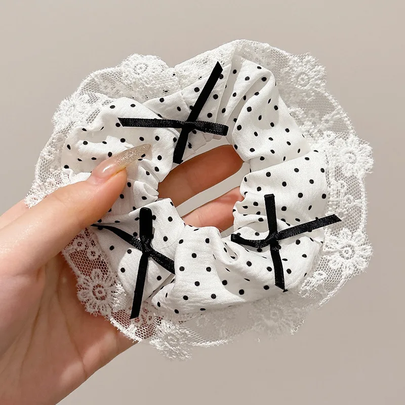 

Korean Style Hair Ties, School Style Hair Accessories, Yiwu Wholesale, Elegant Lace Scrunchies, Hair Ties, Fabric Hair Flowers