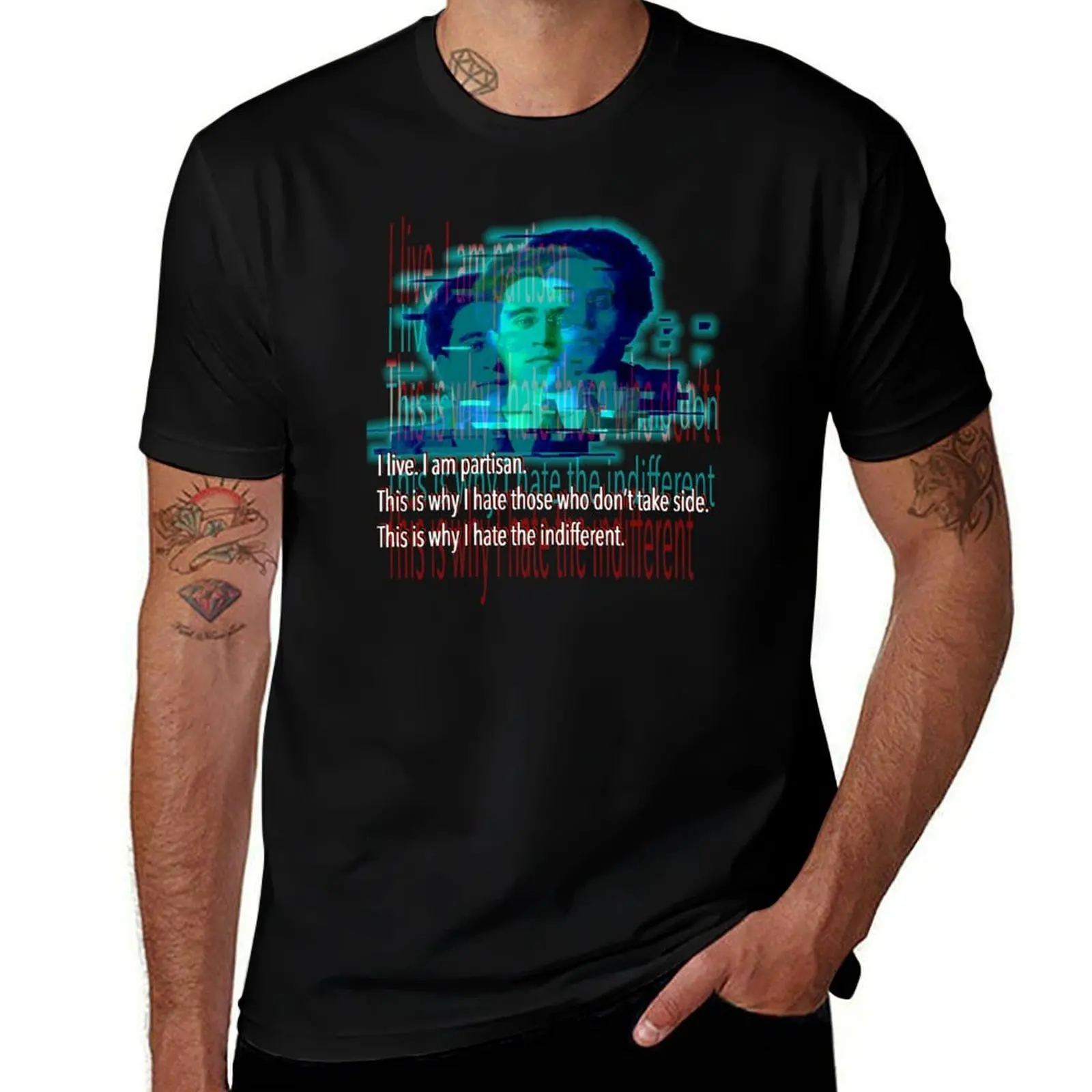 Gramsci: I hate the indifferent 3.0 T-Shirt man t shirt cotton T-Shirt