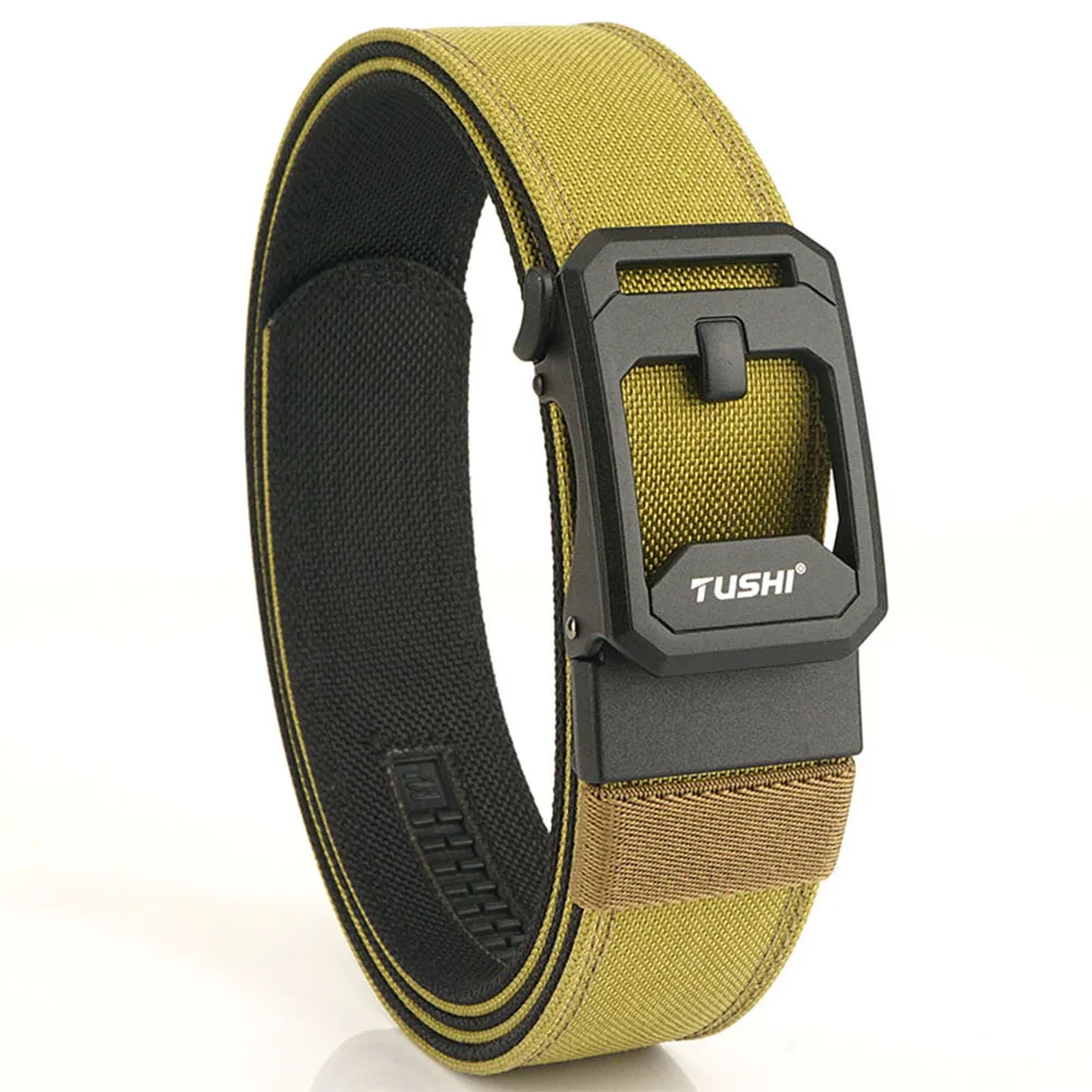 TUSHI Neuer militärischer taktischer Gürtel für Herren, eng, robust, Nylon, robust, harter Gürtel für Herren, Outdoor, Freizeitgürtel, automatischer Bund – Detail 17