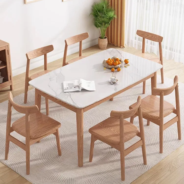 طاولة طعام من الخشب الصلب من خشب الرماد الشمالي وكرسي مزيج من طاولة طعام منزلية صغيرة حديثة #3