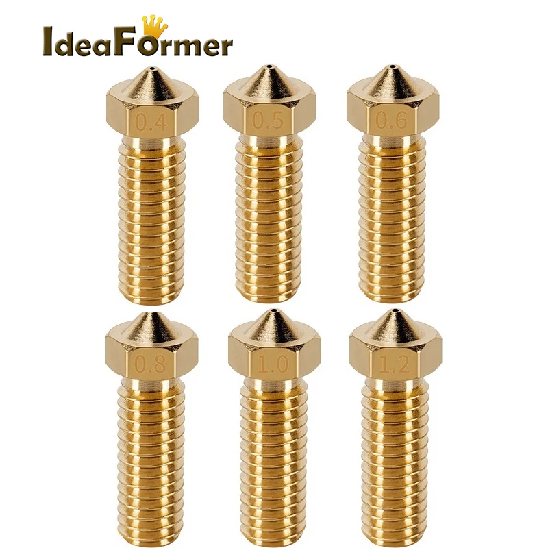 2 adet 3D parçaları pirinç volkan memesi M6 ekstra uzatmak bakır nozul 1.75mm yüksek akış 0.4/0.6/0.8/1.0/1.2mm topçu memesi