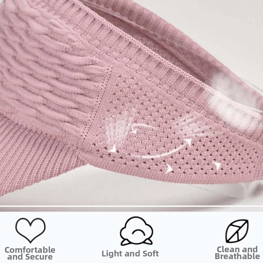 Portable Fish Scale Knitted Visor Cap Solid Color Polyester Long Brim Sun Cap Versatile Lightweight Sunscreen Empty Top Hat