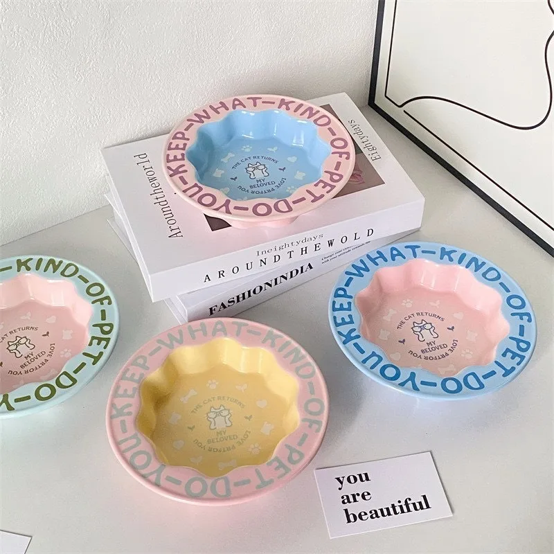 Talerze ceramiczne, wysokiej klasy talerze deserowe, talerze do sałatek owocowych, kreatywne miski na karmę dla kota, miski dla zwierząt, miski na