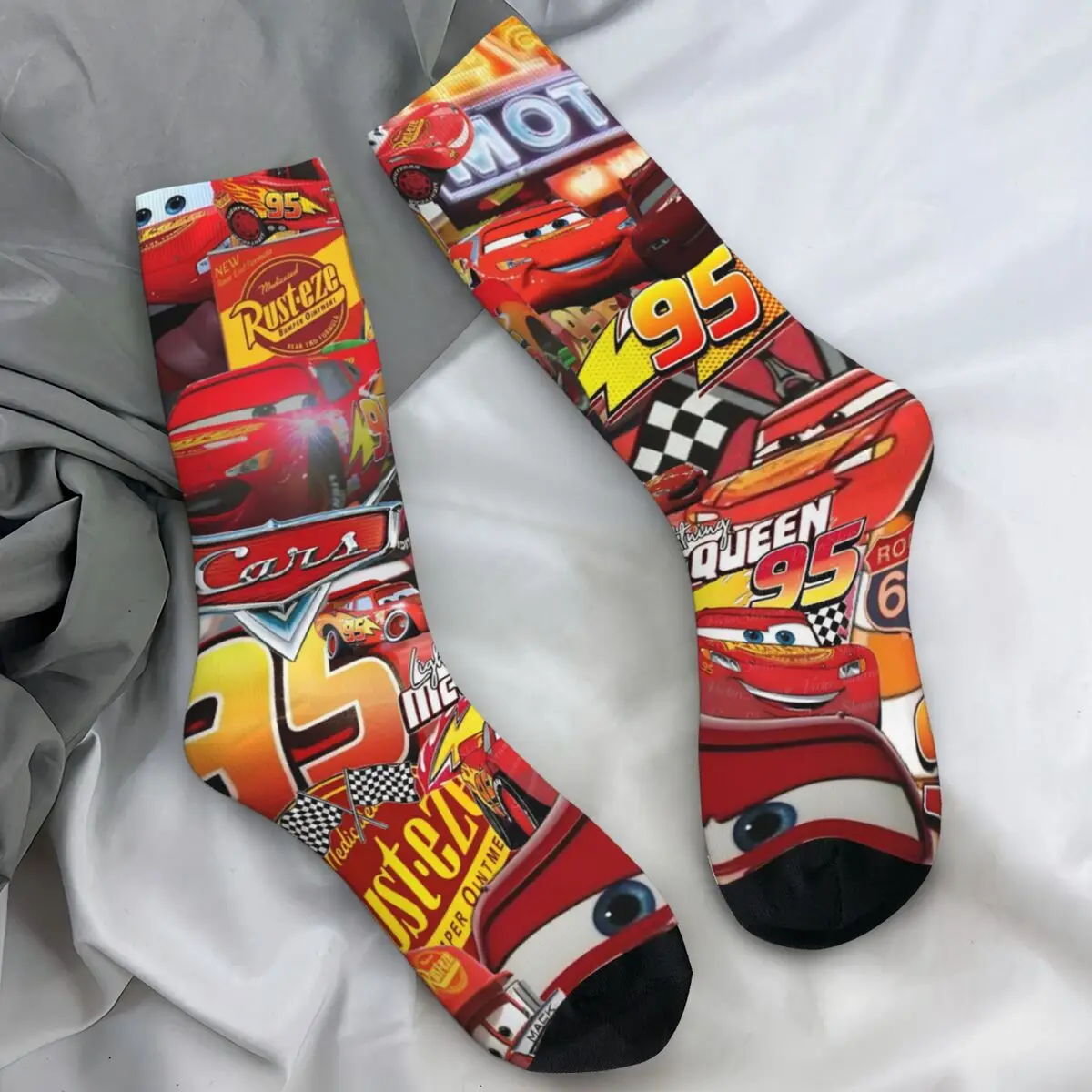 للجنسين الرجال الجوارب البرق ماكوين 95 الأحمر سيارة جوارب الشتاء لينة تنفس الجوارب مخصص سكيت المضادة للبكتيريا الجوارب #1