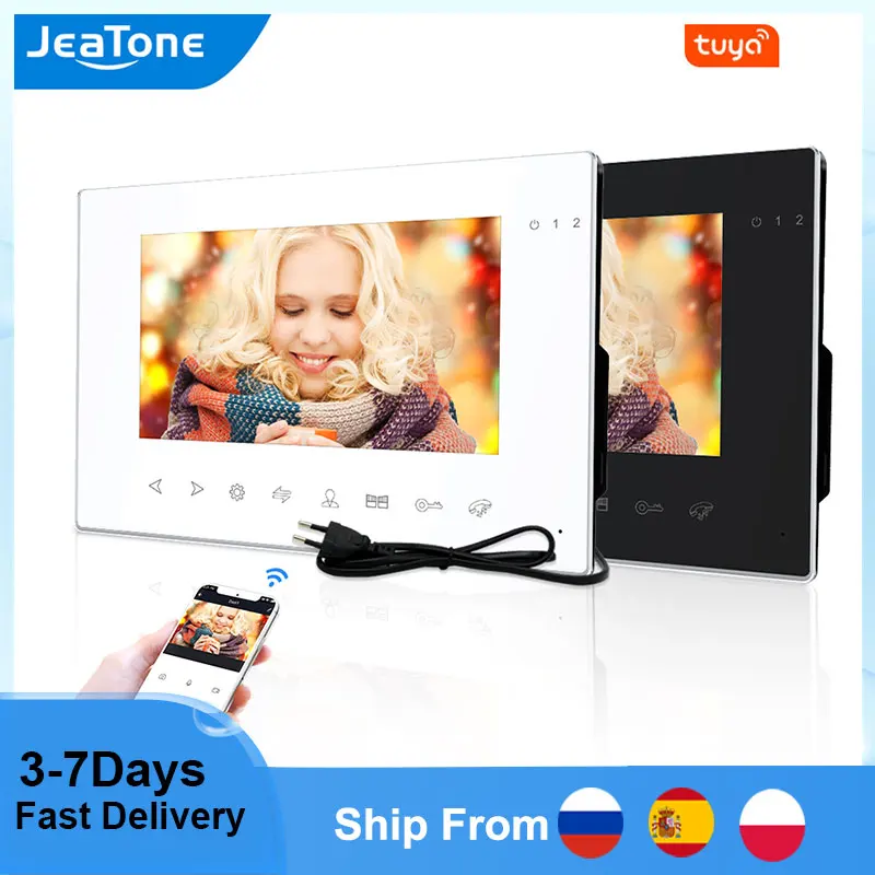 Jeatone 7Inch Video Intercom 960P/AHD Tuya WiFi Single Video Intercom Monitor for Home Smart Screen with Remote Control Function