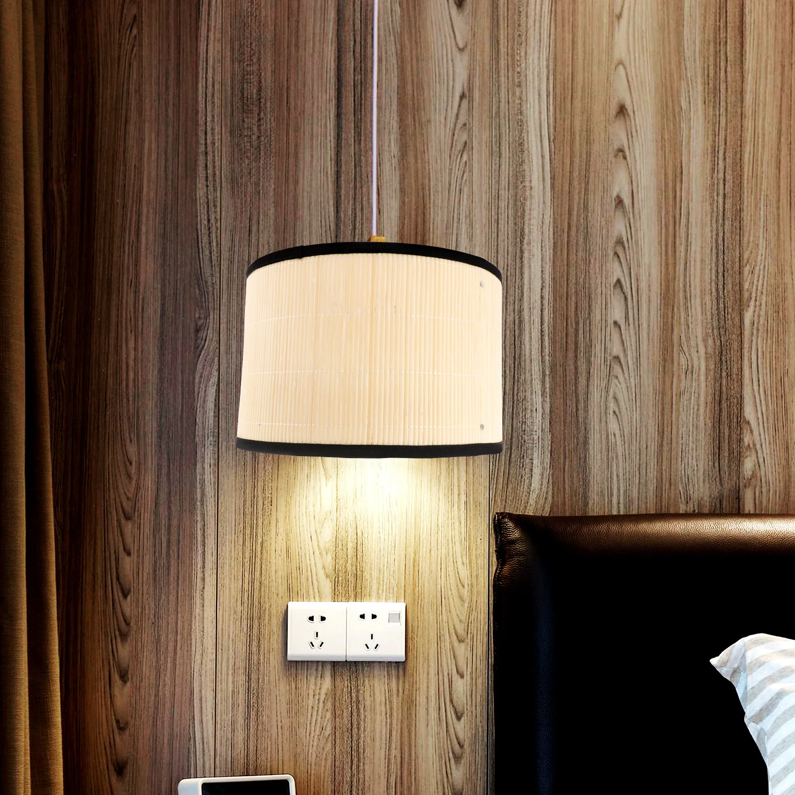 

Barrel Lamp Shade Iron and Bamboo Material Modern Drum Light Cover for Table Desk Home Decor Household Lighting Replacement