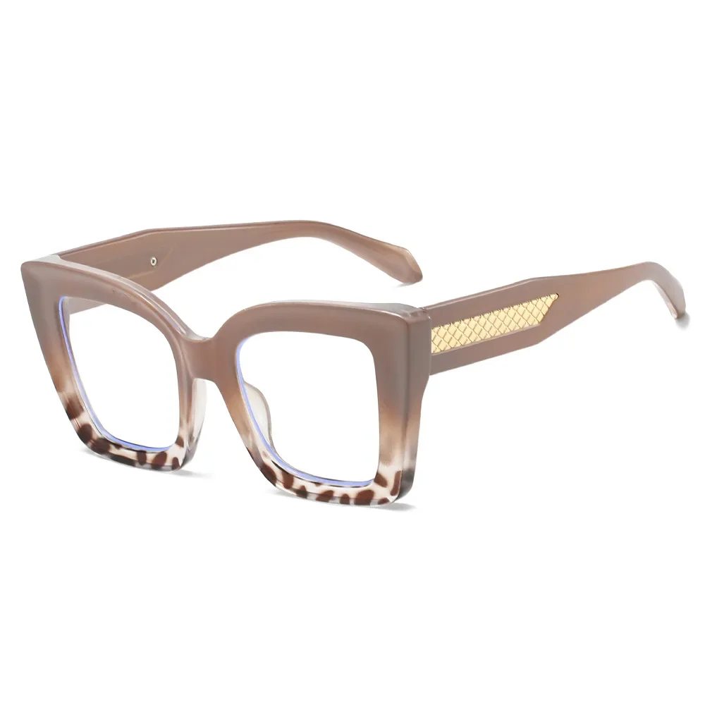 Occhiali da vista con montatura grande di qualità Occhiali da vista Moda Donna Cat Eye Bordo spesso Specchio piatto inclinato Specchio per presbiopia anti luce blu