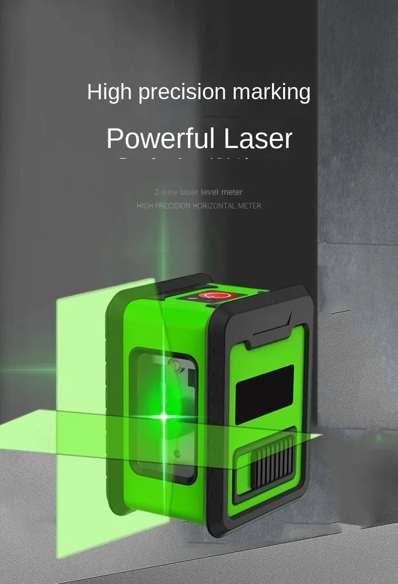 Mini 2-liniowa poziomica laserowa samopoziomująca pozioma i pionowa krzyżowa potężna zielona wiązka laserowa pomiar linii narzędzia budowlane