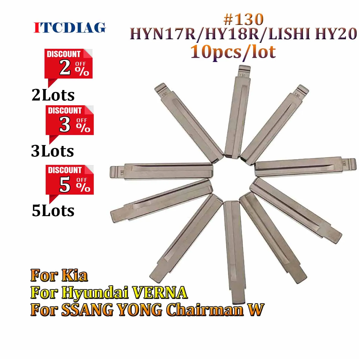 10ピース/ロット130 lishi hy20 hn17rhy18rメタルブランクuncutフリップkd vvdiリモートキーブレードforhysturassang yong SiderS