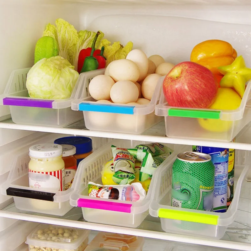 Plastic Refrigerator Organizer Bins for Fridge Drawer Organizer Multipurpose Freezer Storage Bins Kitchen Fruit Tray Container