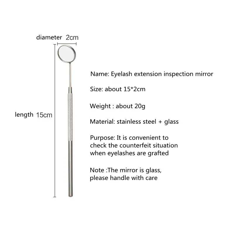 1Pc Wimperverlenging Enten Controlespiegel Roestvrij stalen handvat Orale tandenverzorging Wimpers Make-up gereedschap en accessoires
