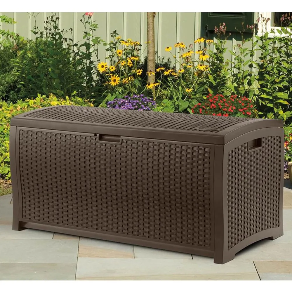 

73-Gallon Medium Deck Box - Lightweight Resin Indoor/Outdoor Storage Container and Seat for Patio Cushions and Gardening Tools