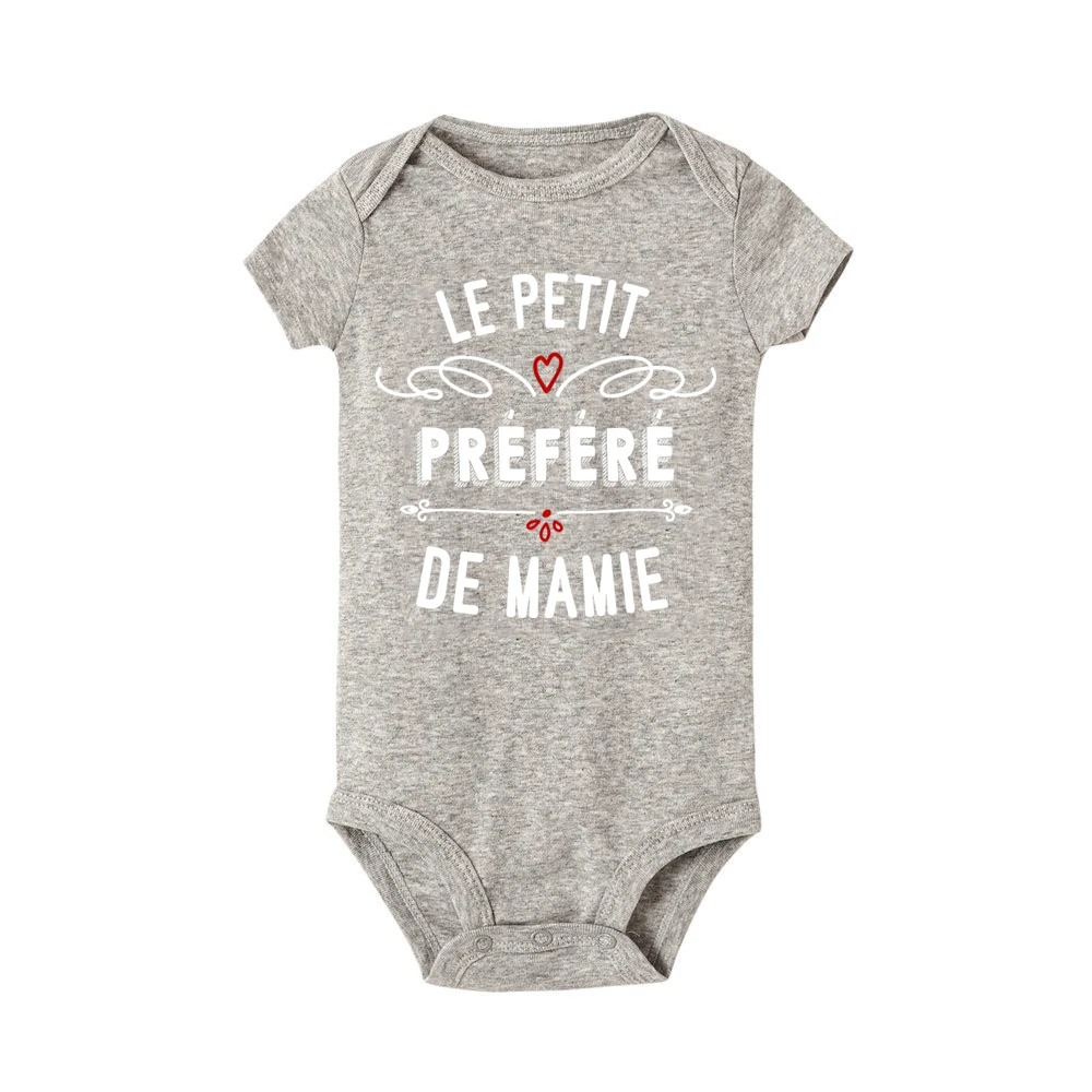 Le Petit Prefere De Mamie Letter Print Baby Romper Casual Fashion Bodysuit Short Sleeve Girl Boy Jumpsuit Summer Infant Clothing