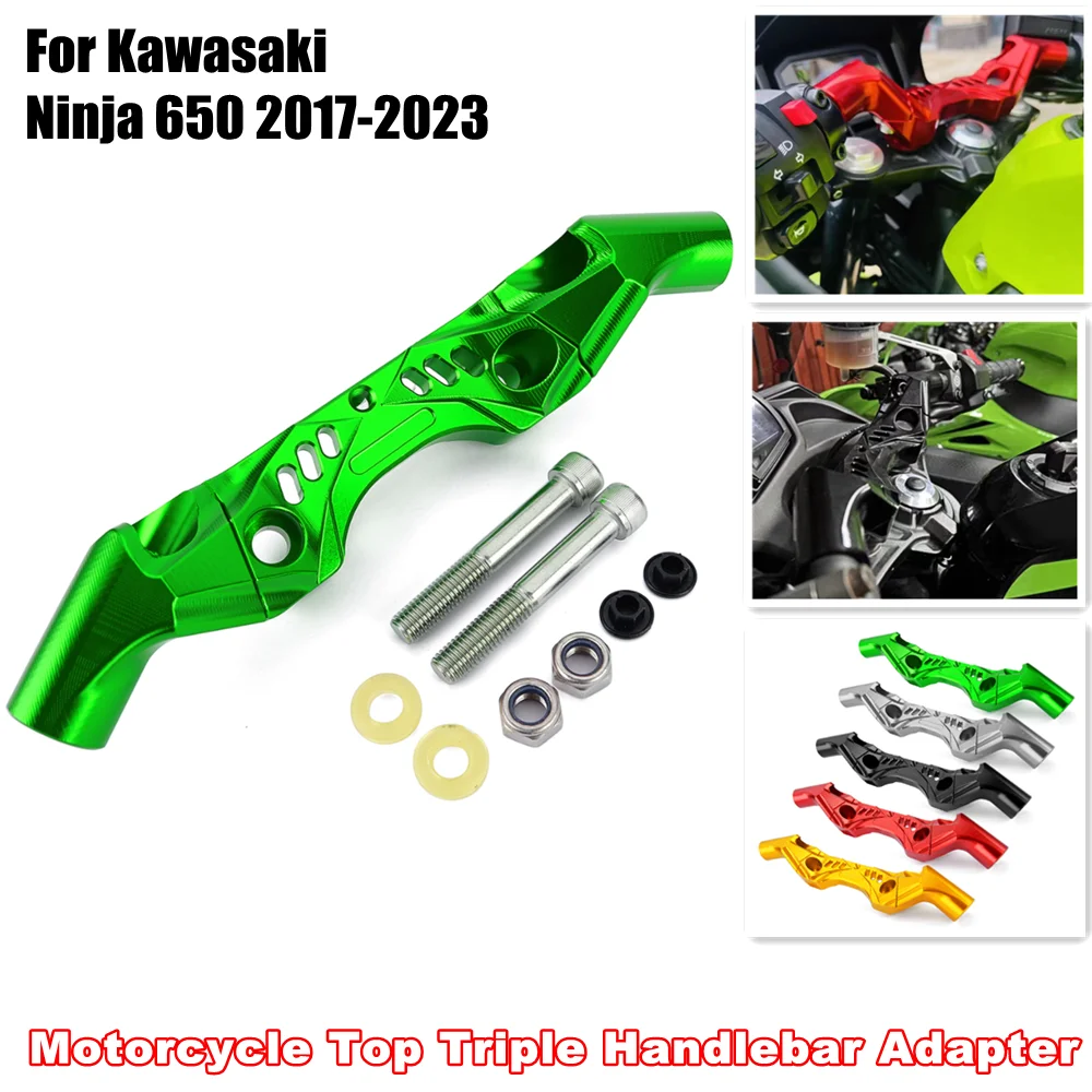 2023 For Kawasaki Ninja 650 2017- Motorcycle Top Triple Handlebar Adapter Ninja650 Front Top Fork Upper Triple Tree Clamp Holder