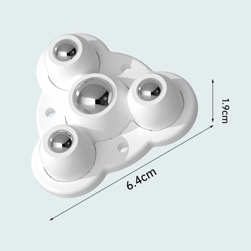 16Pcs Self Adhesive Type Mute Ball Universal Wheel 4 Beads Furniture Casters Wheels 300Kg Stainless Steel Wheel White Durable