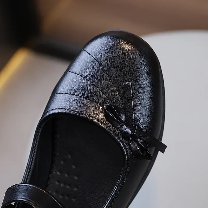 New Girls Party Dresses Leather Shoes Black Versatile Children\'s Flats for School Performance Fashion Kids Formal Uniform Shoes