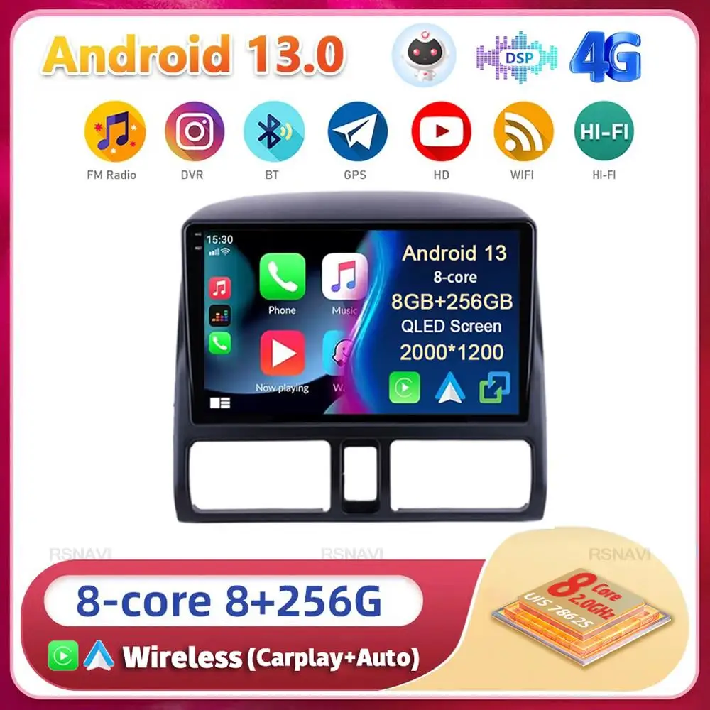 

Android13 Carplay Auto WIFI+4G Car Radio For Honda CR-V CRV 2 2001-2006 Multimedia GPS Video Player Stereo 2din Head Unit Audio