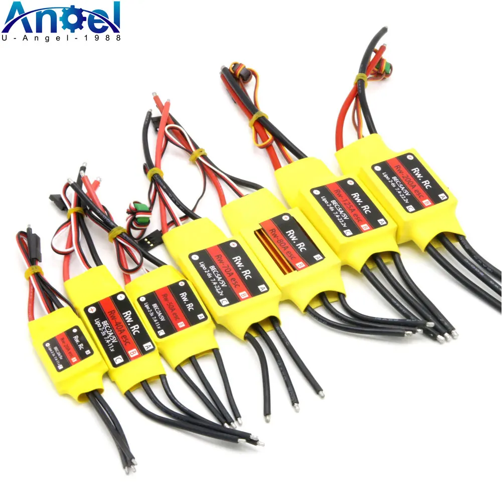 

Mitoot 10A/20A/30A/40A/50A/60A/70A/80A/100A/200A Brushless ESC with BEC RC Speed Controller For RC Airplane Helicopter