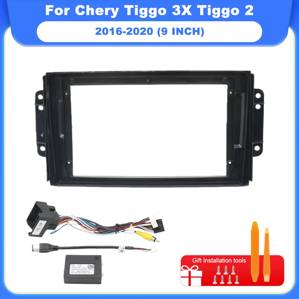 

Car Radio Fascias Frame For Chery Tiggo 3X Tiggo 2 2016-2020 9 inch 2DIN Stereo Panel Wiring Harness Power Cable Canbus Decoder
