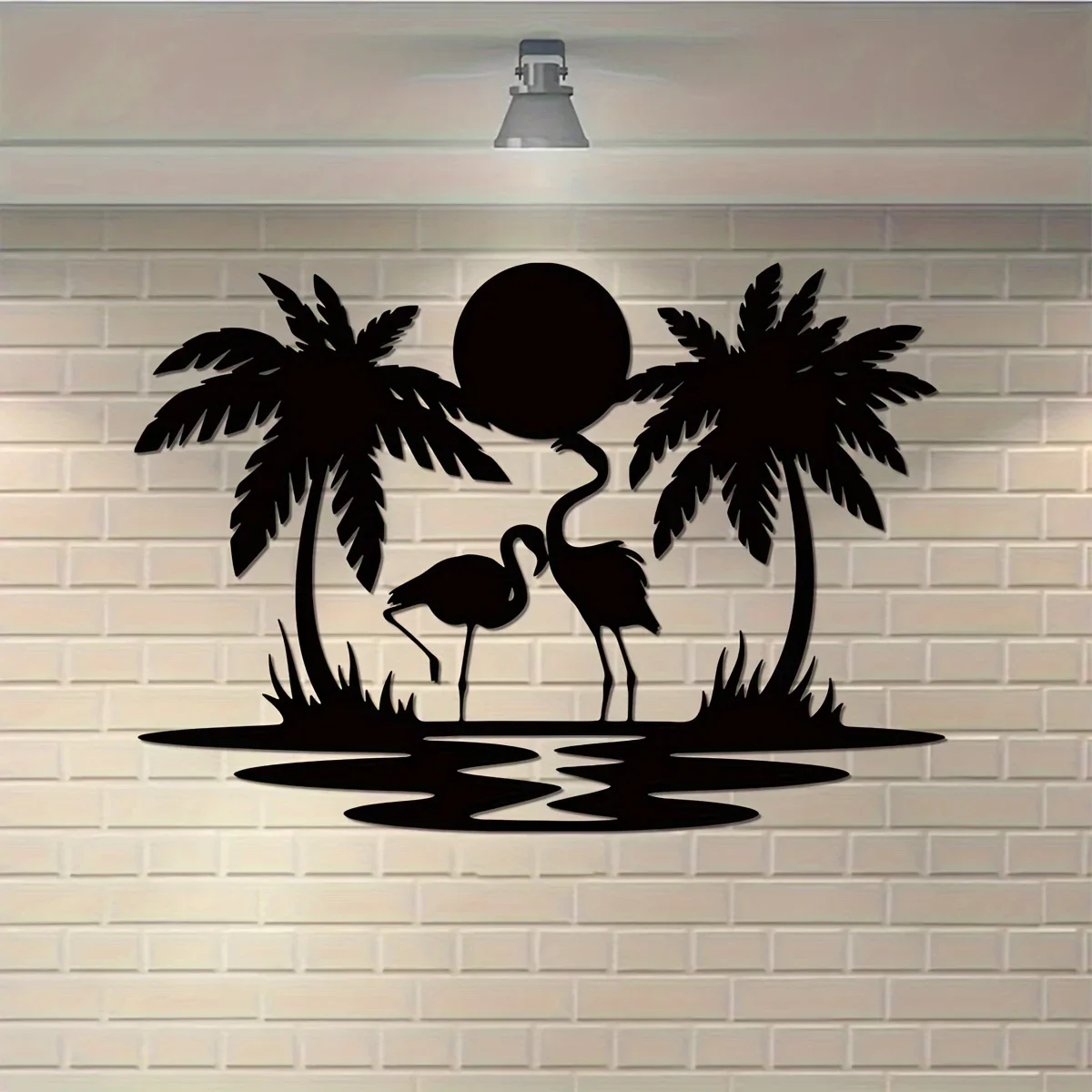 Metal Flamingo Palm Tree Sunset Sign, Metal Palm Tree Wall Decor, House Decor, Housewarming Gifts, Bedroom Living Room Iron Art