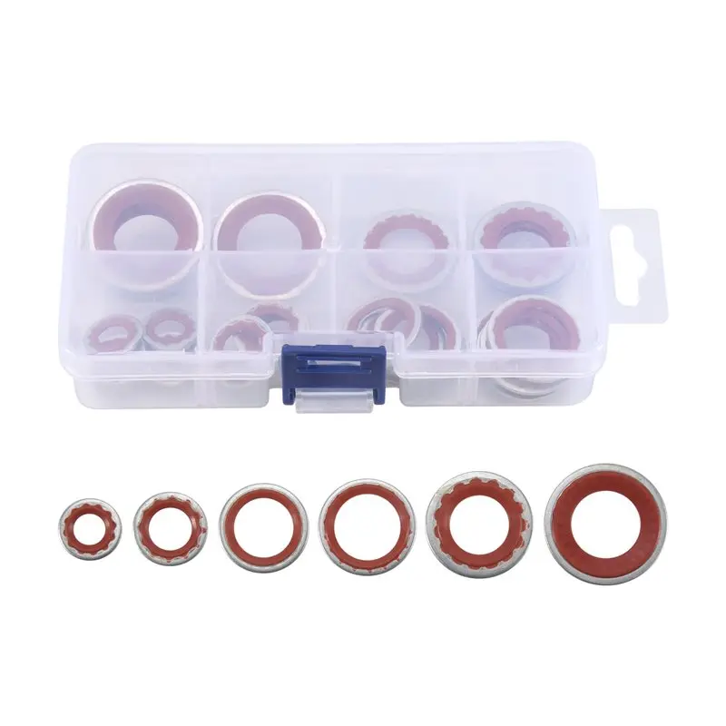 A98E-60Pcs A/C Gasket Assortment,AC Compressor Seals Automotive Air Conditioning Compressor Port Seal Washer Kit