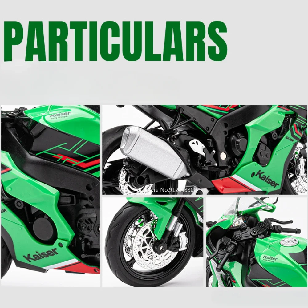 체중계 1:12 가와사키 ZX-10R 오토바이 장난감 모델, 합금 미니어처 라이트 사운드 충격 흡수 레이싱 모터 모델 컬렉션 선물