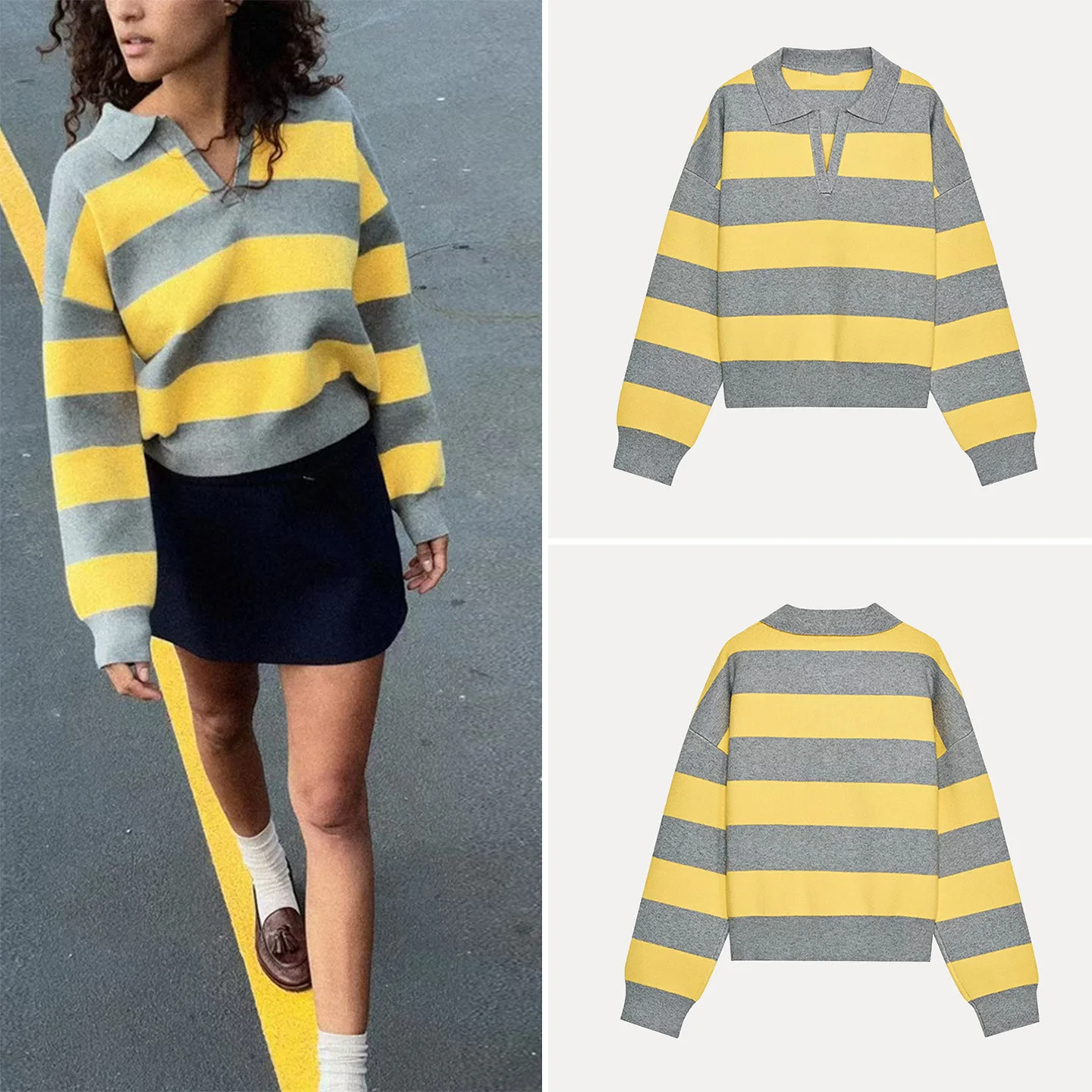 

Women's Loose Ne Striped Knitwear Autumn 2025 New Sle Z Brand Casual Faion European Sle Svel Sweater