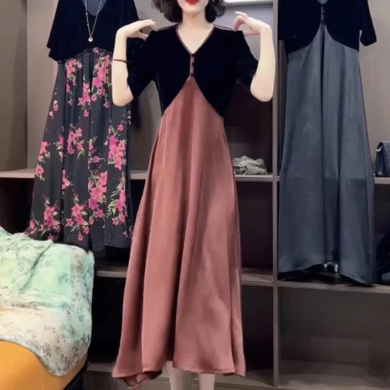 

Internet Celebrity New Fashionable Slim Fit European Style and Style Splicing Dress
