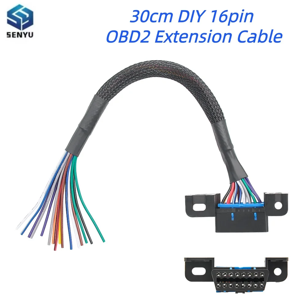 30cm DIY 16pin J1962 OBD2 Extension Cable Male Line To Female Automotive Car Diagnostic Auto Tool 16 Pin OBD 2 Connector Cables
