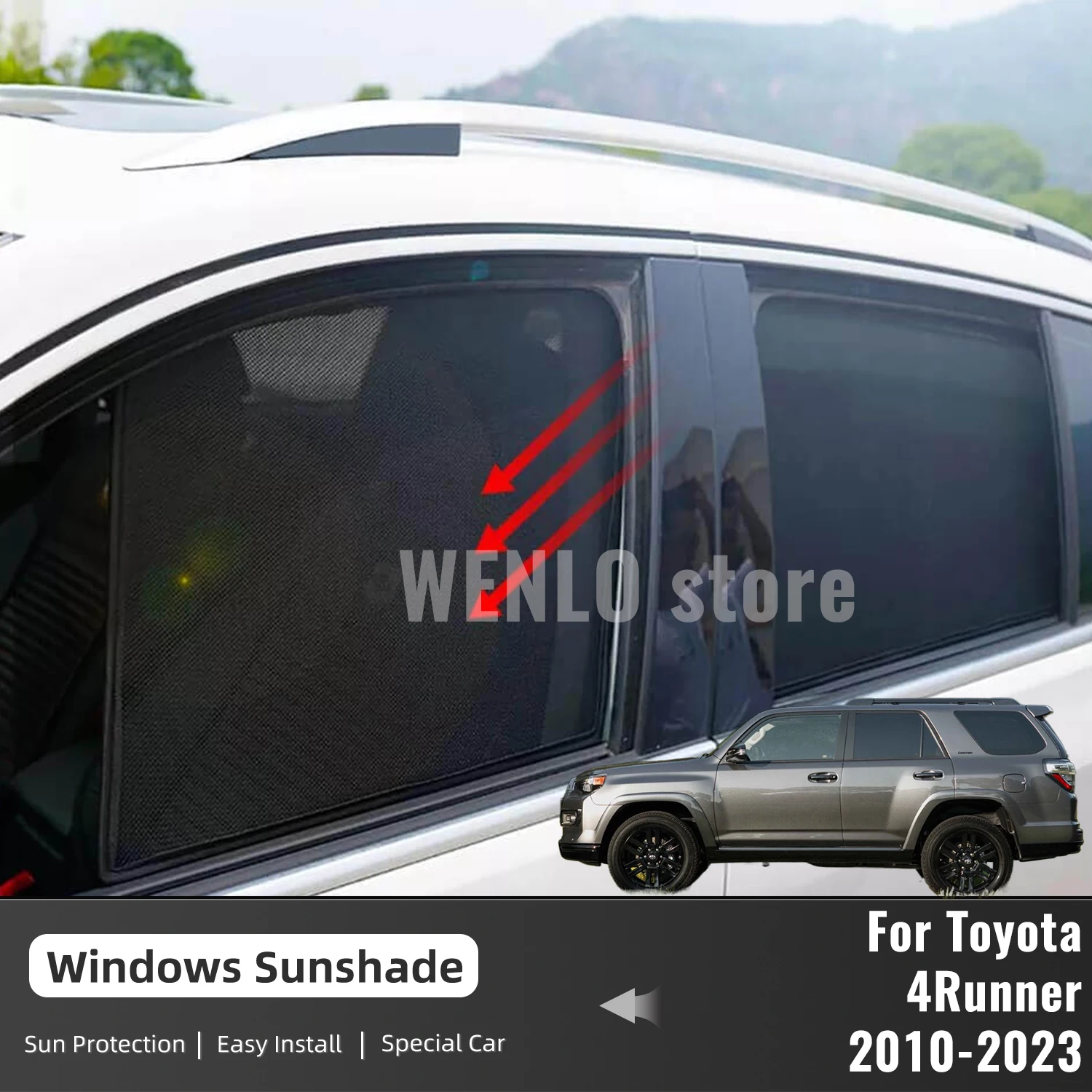 For Toyota 4Runner 4 Runner 2010-2022 2023 Magnetic Car Sunshade Front Windshield Frame Curtain Rear Side Window Sun Shade Visor