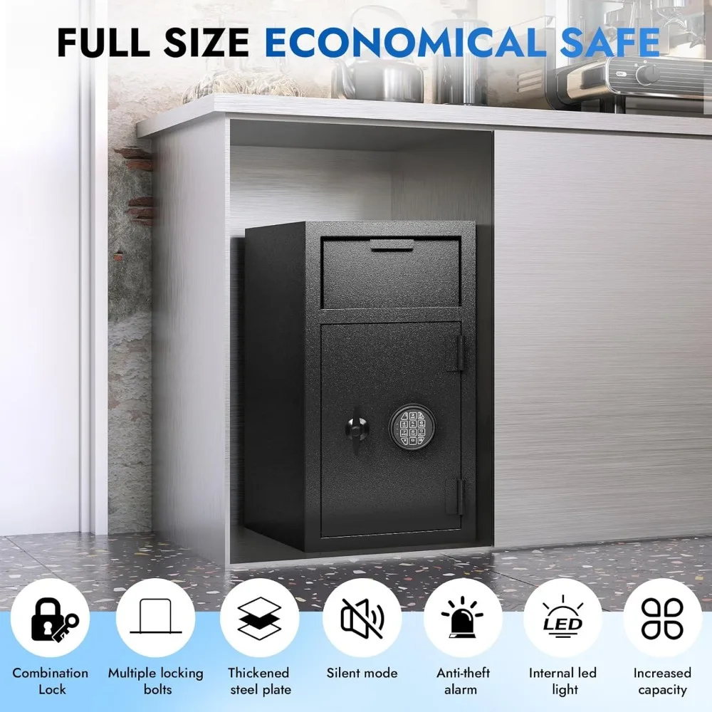 صندوق أمان تجاري مقاوم للماء ومقاوم للحريق مع ميزة مضادة للصيد وحقيبة مجانية لأمن المنزل والمكتب #2