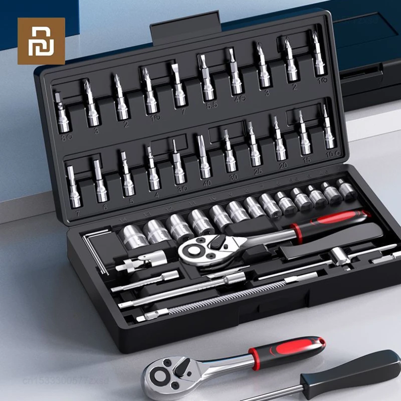 

Xiaomi OULAIDE 46PCS Car Repair Tool Set Ratchet Head Socket Wrench Set Multi-function Mechanic Tool Auto Repairing Home Kit New