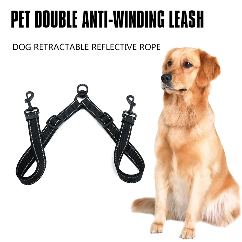 

Double Leash Coupler for Large Dogs Adjustable Heavy Duty Nylon Splitter for Two Big Dogs