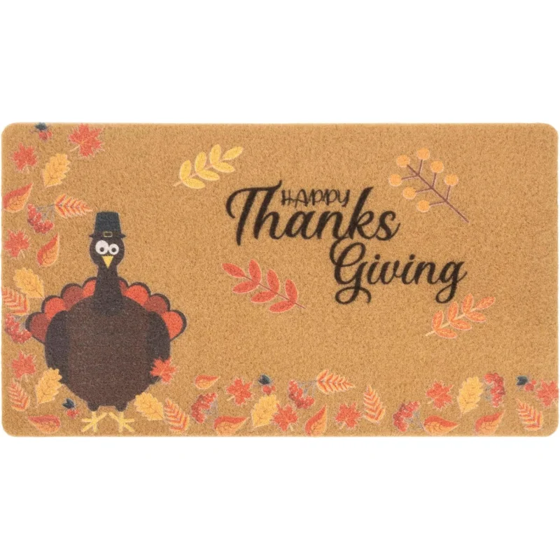 Hello, autumn front doormat, indoor and outdoor entrance, Thanksgiving maple leaf doormat, home decoration