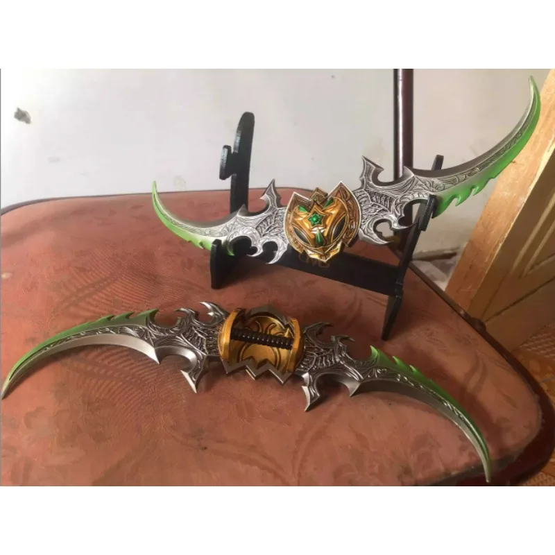 عالم علب Azzinoth Warglaives 29 سنتيمتر لعبة السيف جميع المعادن الحرفية حلية البيض سكين لعبة تحصيل طبق الاصل #3