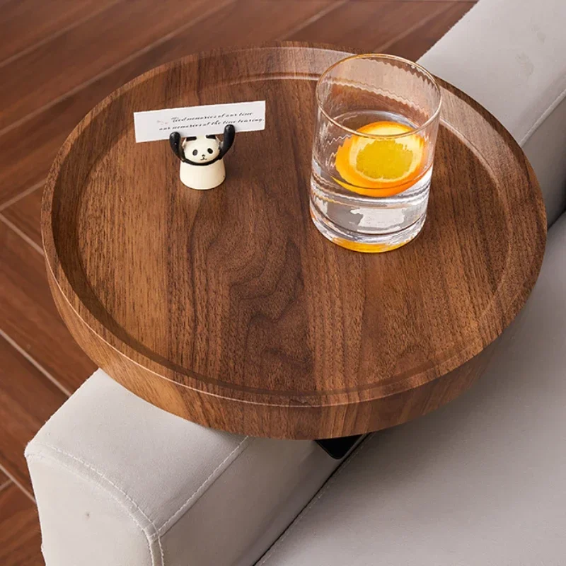 Creative Round Coffee Table Removable Tea Bar with Recessed Desktop Easy-Clean Design Free Size Installation Sofa Side Table