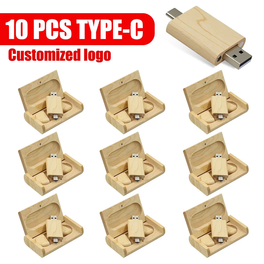 

10 шт. USB-флеш-накопитель TYPE-C 2 в 1, деревянный/бамбуковый флэш-накопитель 2,0, 4 ГБ, 8 ГБ, 16 ГБ, 32 ГБ, 64 ГБ, 128 ГБ, бесплатный логотип, свадебный подарок