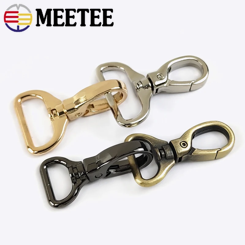 Meetee 30Pcs Metal Swivel Buckles 15/20/26/32mm Lobster Clasp For Webbing Bag Strap Hanger Hook Buckle DIY Hardware Accessories