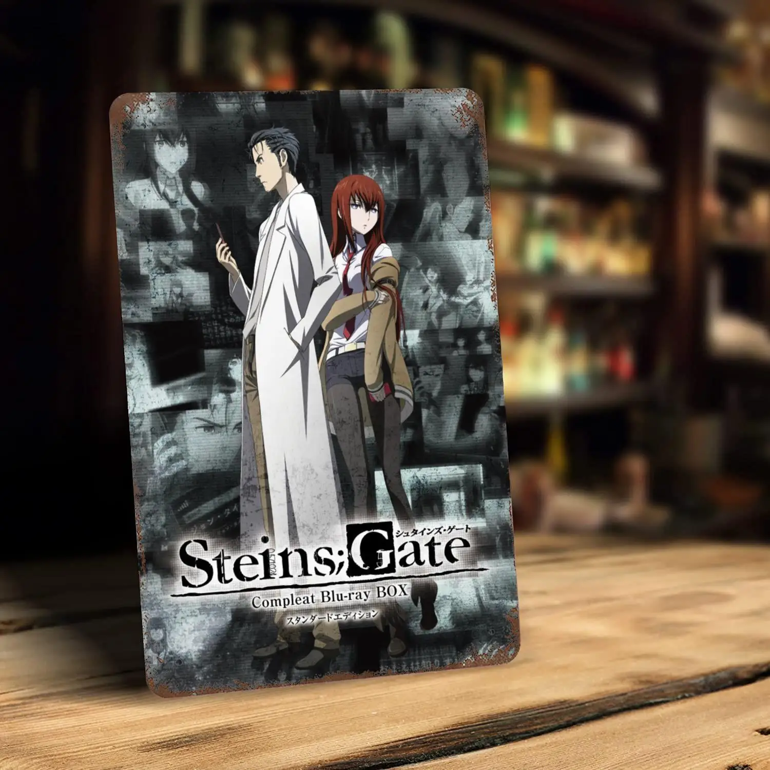 Steins Gate Anime Metal Signs wall decor Vintage Tin Signs Captain Metal Poster Decor for Bar Pub Club Wall Decoration