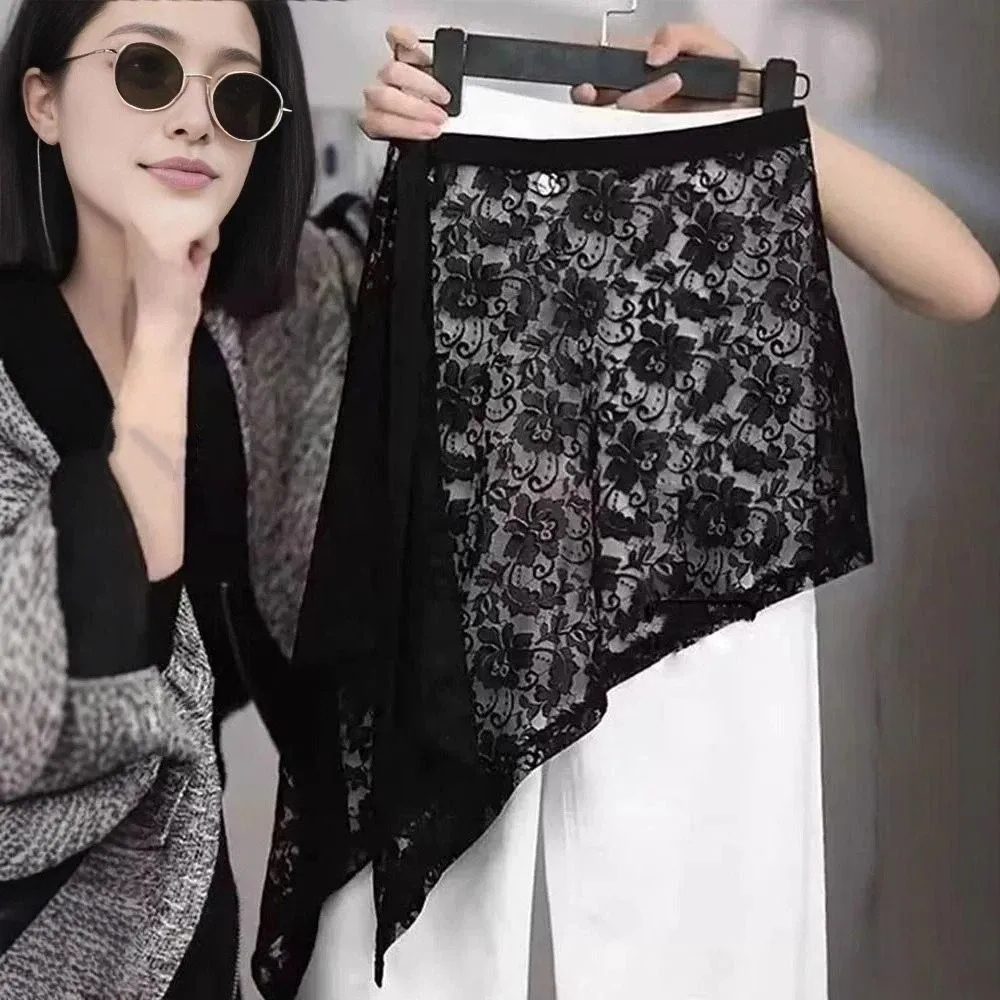 

Irregular Lace Underskirt Slips Asymmetric Cheongsam Safety Skirt Petticoat Streetwear Anti-glare Lining Petticoat Women Spring