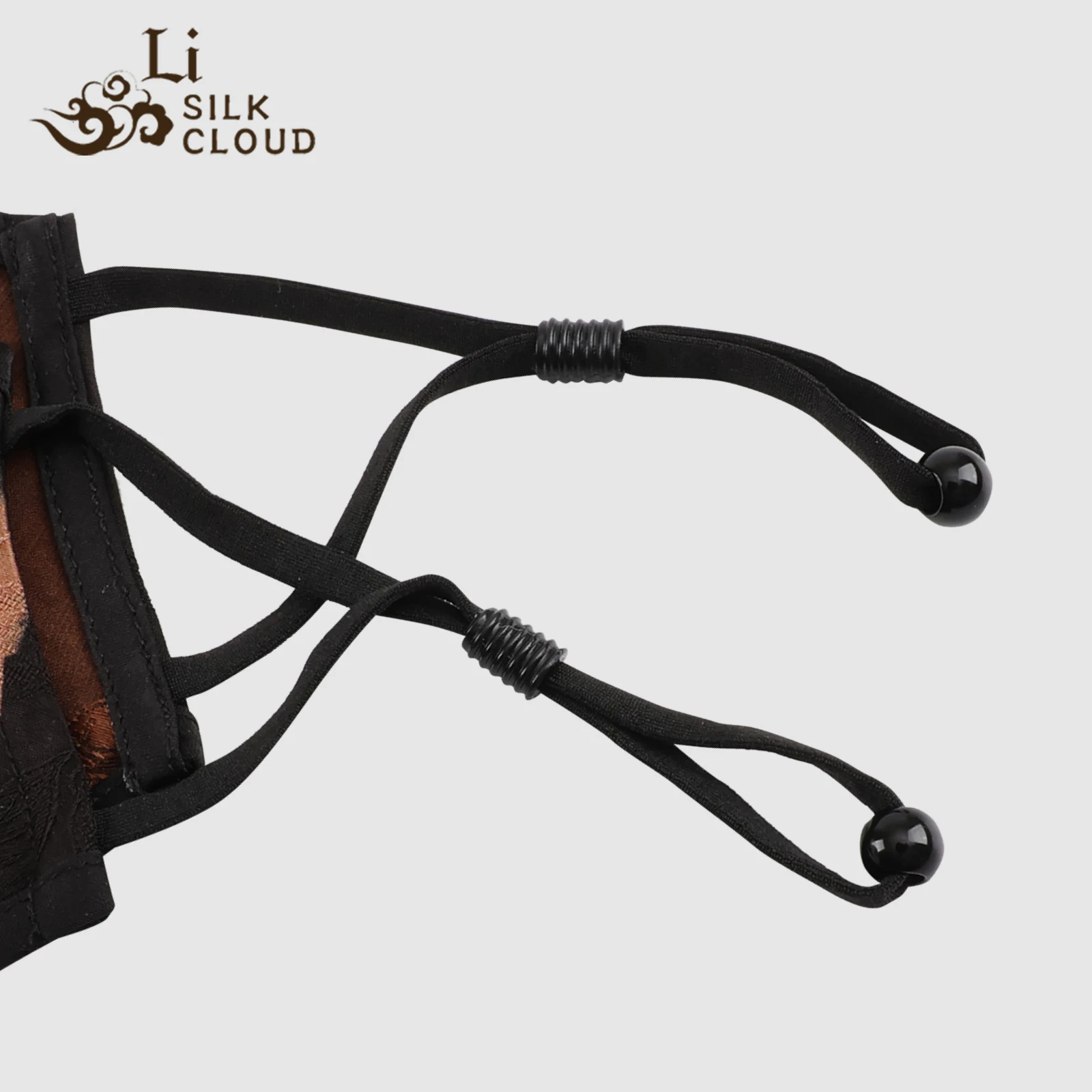 LI SILK CLOUD xiangyunsha 日焼け止めマスク、レトロプリント、快適で通気性のある再利用可能なマスク、広東ガーゼ