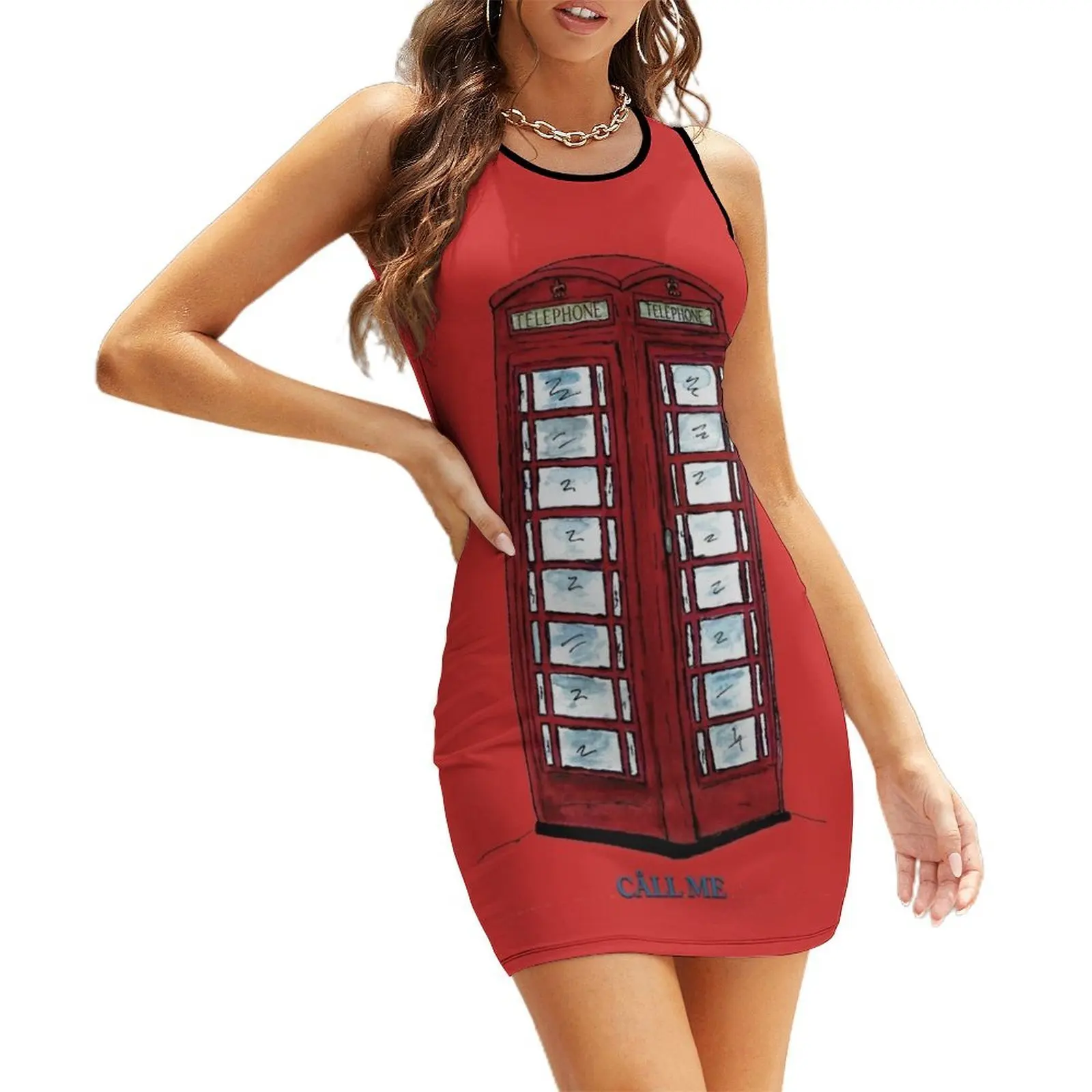 

Telephone Box in the U.K. England Sleeveless Sundress dress for woman evening dresses luxury 2025 dresses with long sleeves