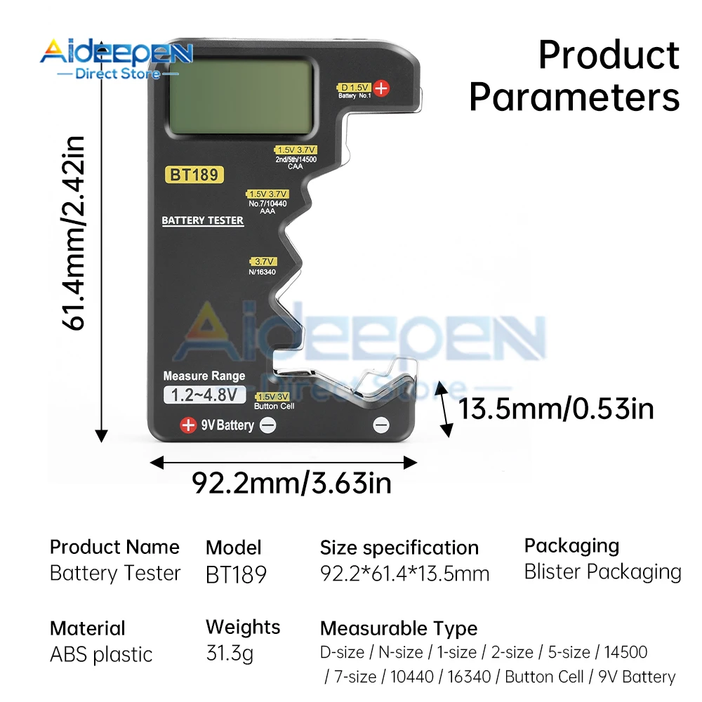 Ultra-small Battery Tester 9V AA AAA Button Cell Universal Household LCD Digital Display Battery Tester Power Bank Detector Tool