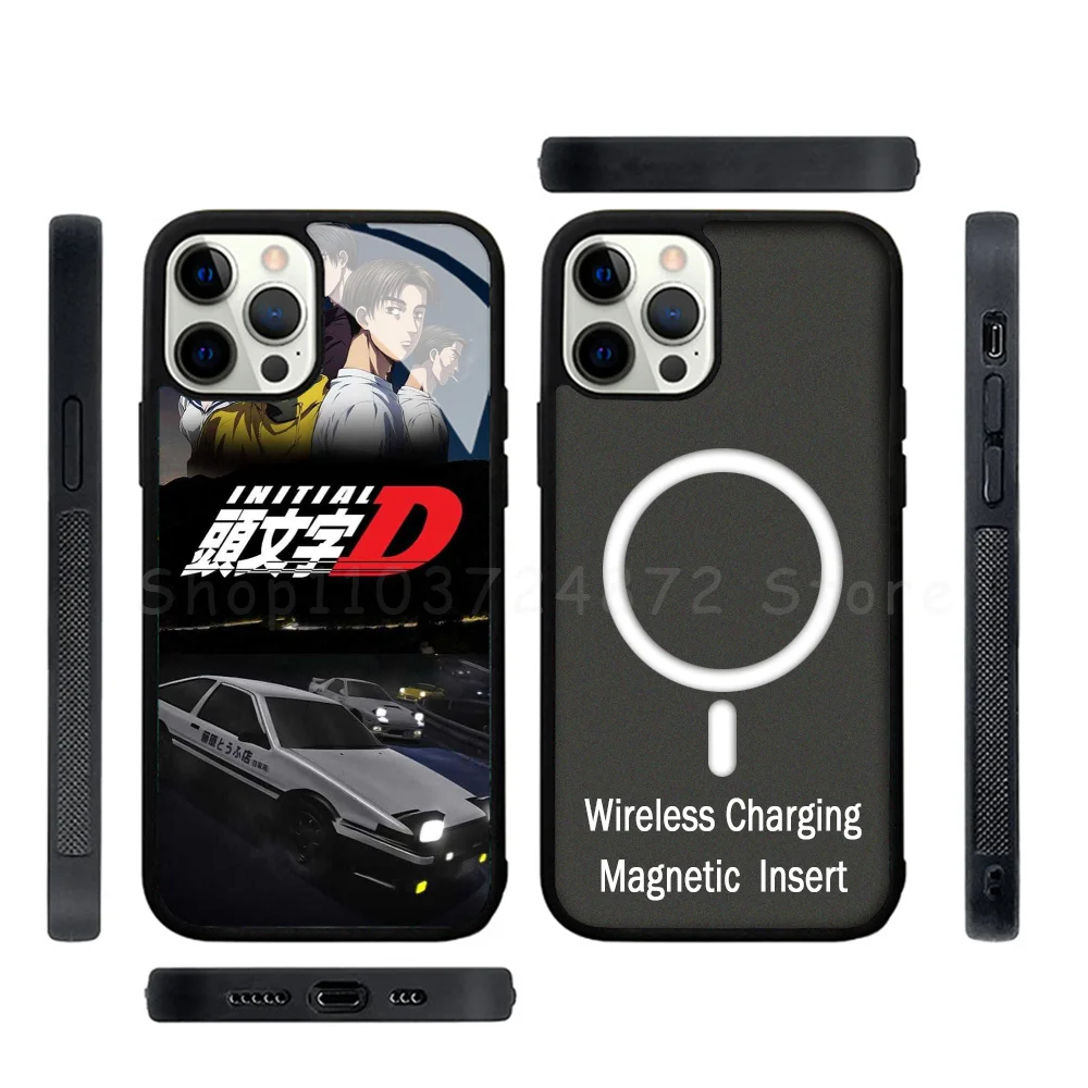 Anime Anime Initial D Phone Case Strong Magnetic For IPhone 15 14 13 Pro Max Alex Mirror For Magsafe Wireless Charging Cover