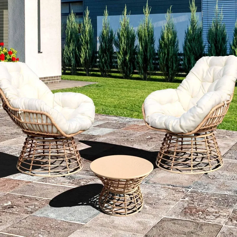 2024 New  Outdoor Swivel Rocker Patio Chairs Set 360 Degree for Lawn Garden Backyard