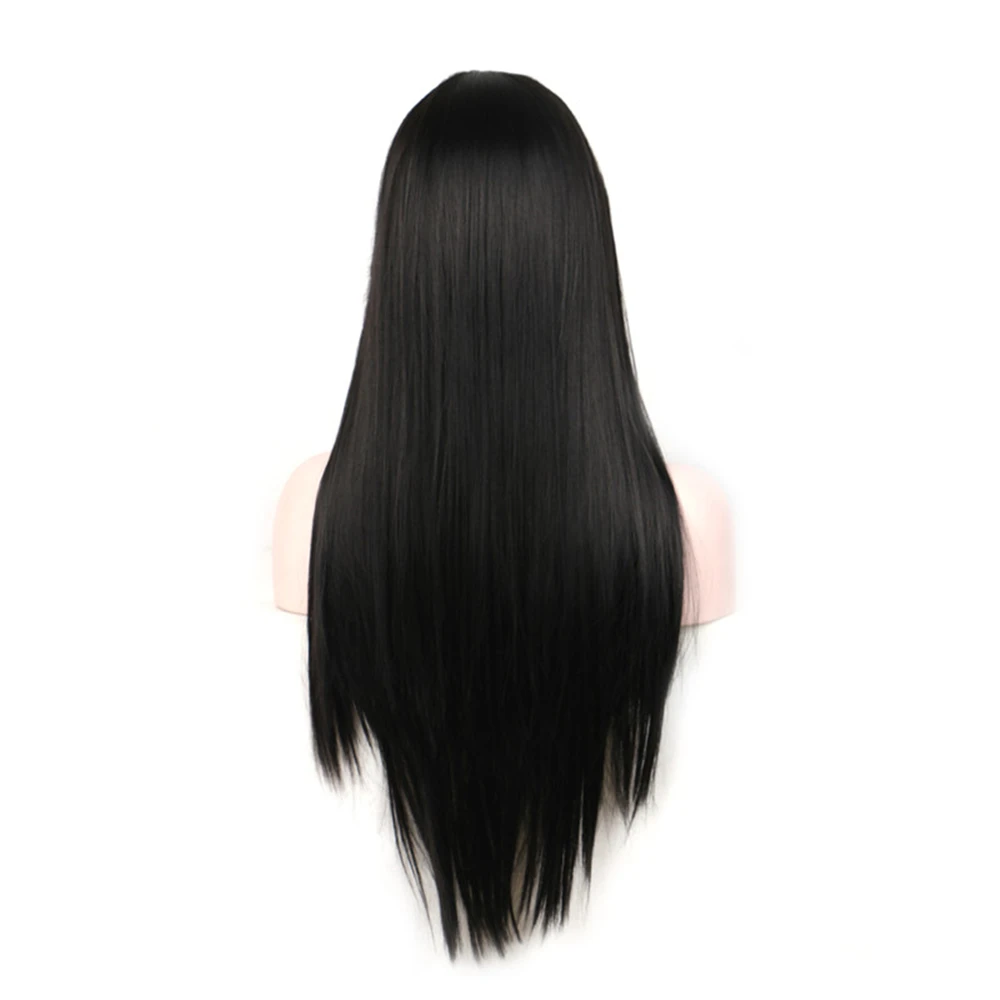 WoodFestival Synthetic Straight Hair Long Wig With Bangs Cosplay Wigs For Women Black Pink Burgundy Blonde Brown Female