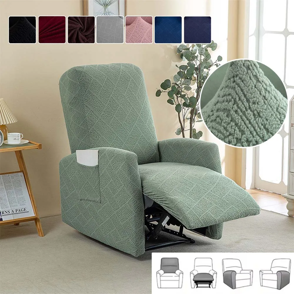 

4pcs/set Solid Color Recliner Cover Thick Jacquard Stretch Sofa Cover Non Slip Anti-Wrinkle Chair Slipcover for Living Room 쇼파커버