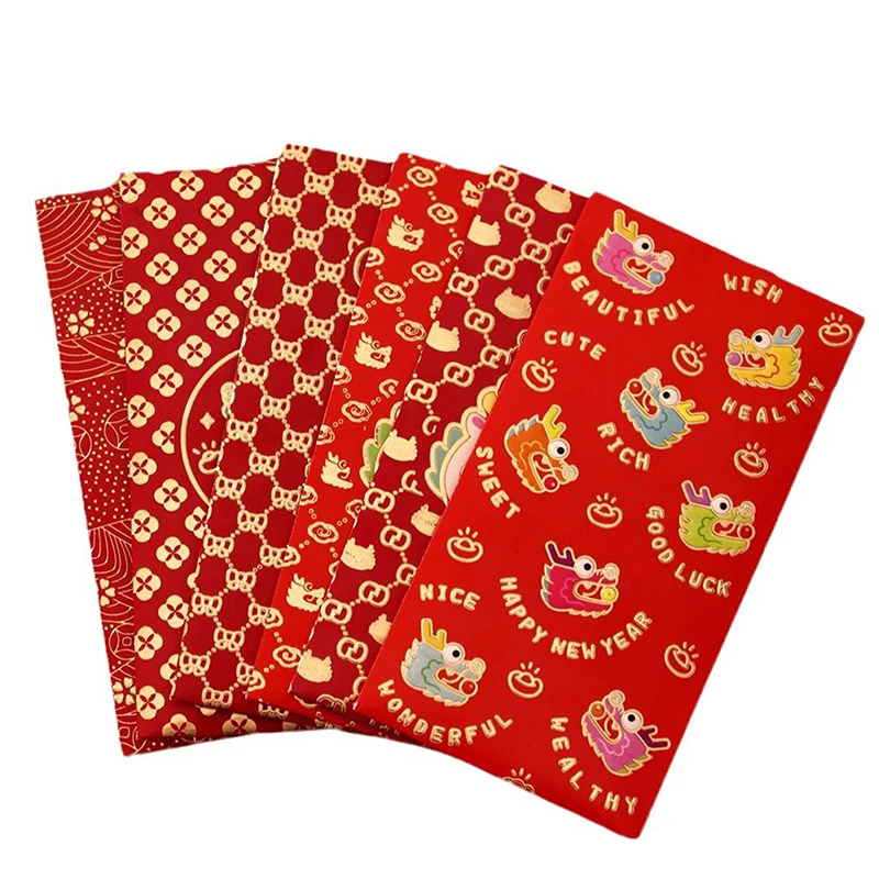 6pcs Envelope Dragon Year 2024 Money Pocket Chinese New Year Lucky Red Envelope Dragon Gift New Year Decorations