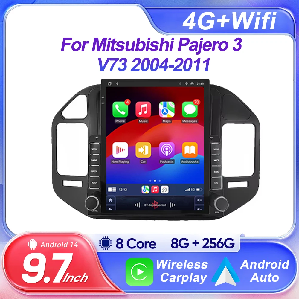 9.7 inch Android For Mitsubishi Pajero 3 V73 2004-2011 Car Radio 2 din Multimedia Video Player GPS Navigation Vertical Screen